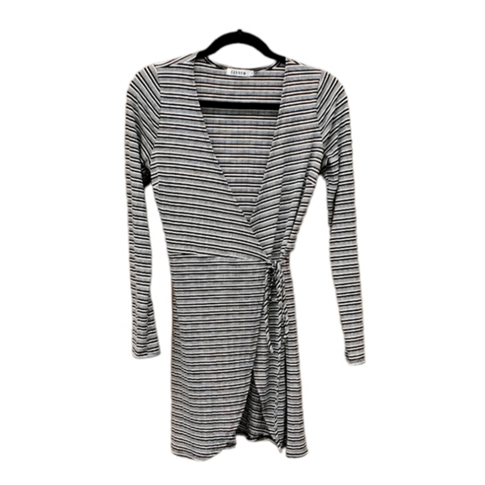 New Farrow Soft Stretchy Striped Wrap Dress‎ Belt Small NWOT